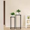 2-Tier Metal Plant Stand Set, Square Flower Pot Holder Shelf, Black Indoor Outdoor Garden Decor, Sturdy Iron Frame for Plants