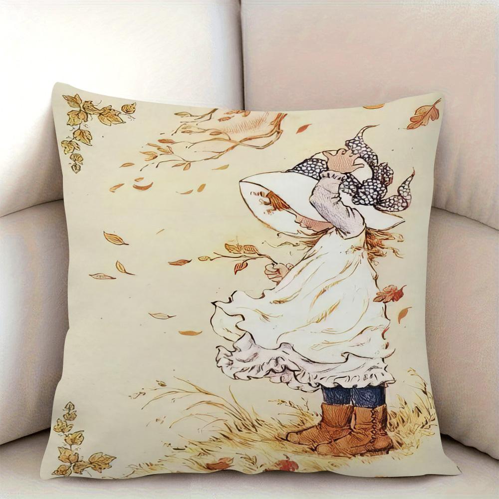 1pc Pillowcase, Soft and Smooth Polyester Short Plush Fabric, Single-sided Printed Pattern, 45cm*45cm, Suitable for Various Room Decorations, Zipper C