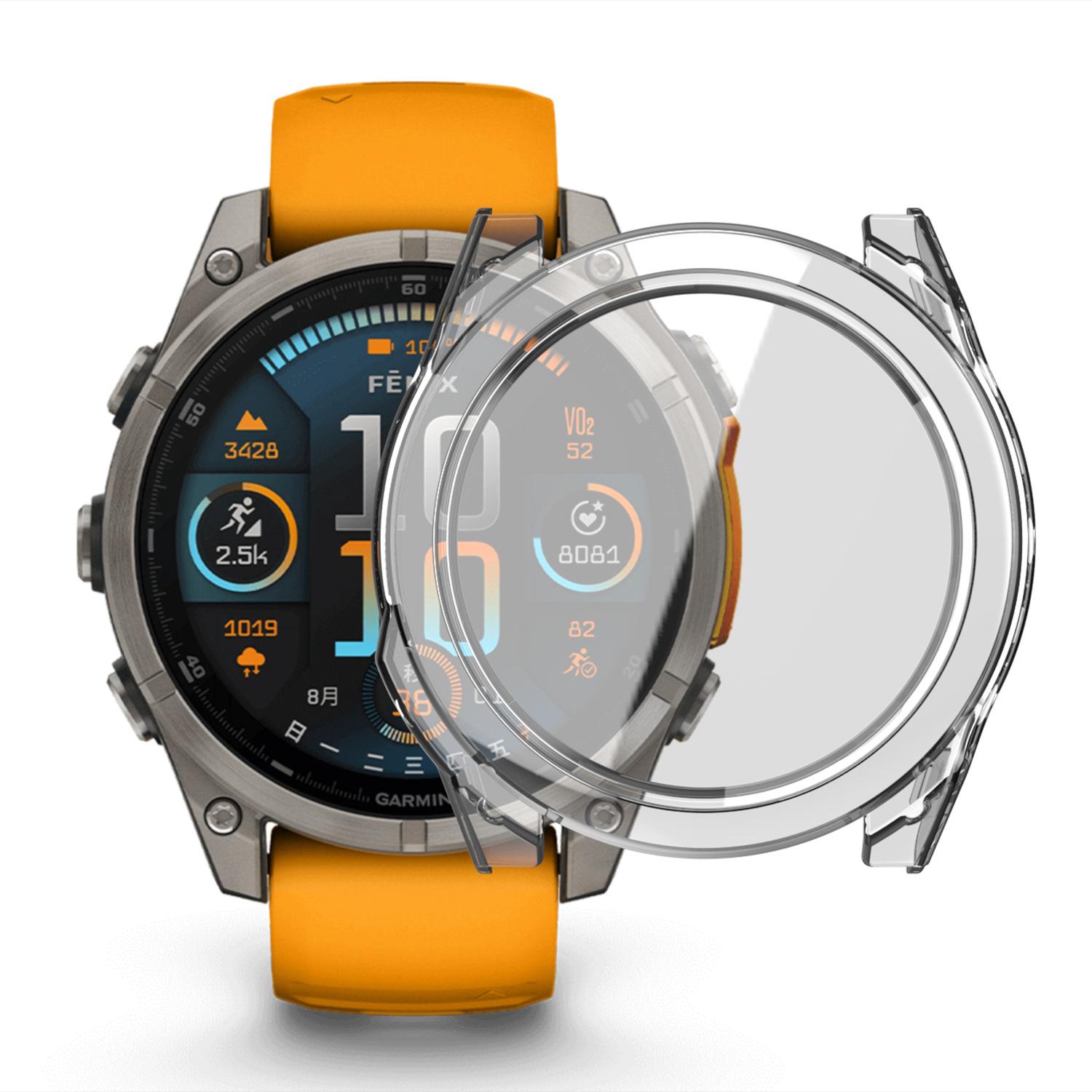 

Стекло+Чехол для Garmin Fenix 8 47мм 51мм Универсальная Защита Экрана Жесткий PC Бампер Закаленное Стекло Чехол для Часов для Garmin Fenix8 For Fenix8 47mm чистый
