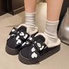Fleece warm bow cotton slippers women's winter ins tide Korean version soft thick bottom cotton mop fashionable outer wear casual cotton mop