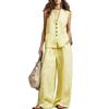 2026 European and American cross-border Amazon new women's sleeveless vest vest wide-leg pants cotton and linen two-piece women's clothing