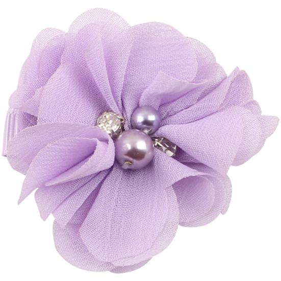 Eye-catching Chiffon Flowers Clips Daily Lightweight Easy Wear Rhinestone Fake Pearl Kids Hairpins