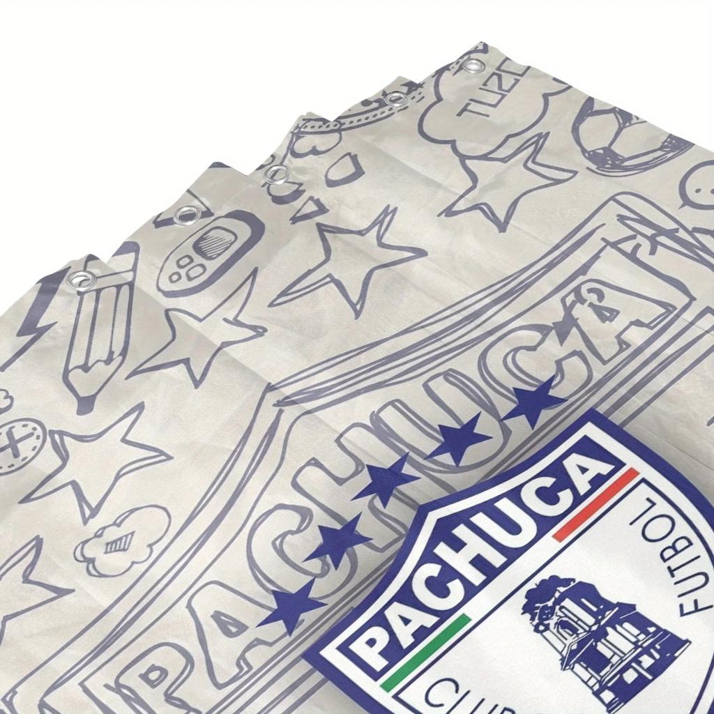Vibrant Pachuca Football Club Shower Curtain for a Sports-Themed Bathroom, Featuring the Official Team Crest with Bold Blue
