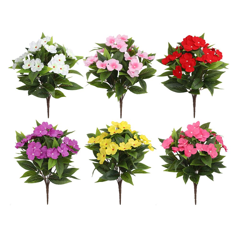 4 Pcs Lifelike Faux Impatiens Flowers for Outdoor Use Perfect Weather Resistant Decor for Your Home and Garden