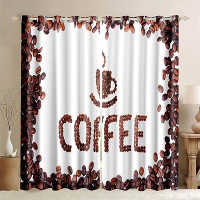 Cortinas Opacas 3D con Tema de Café Taza de Latte 2 Paneles Sala de Estar Dormitorio Balcón Habitación de Residencia Decoración de Ventana de Sala de Café