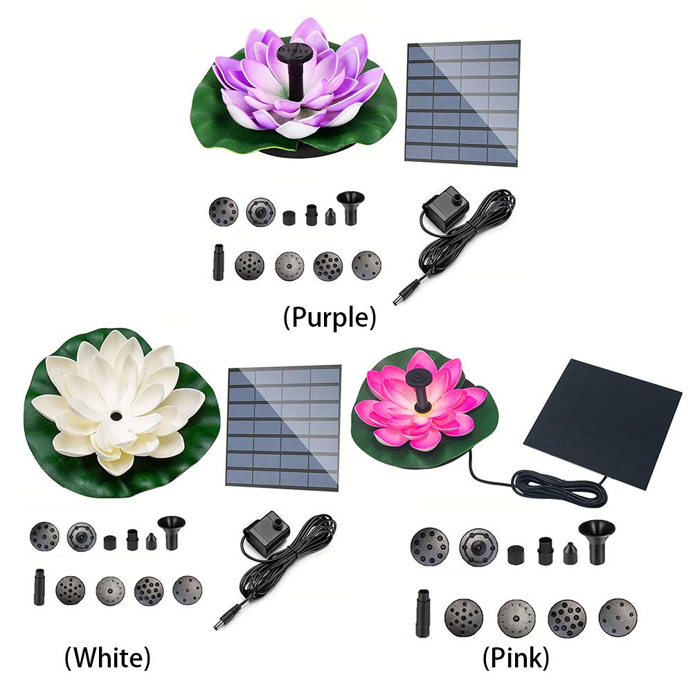 Lotus Solar Water Fountain Brushless Pump Floating Garden Fountain Artificial Lotus Flowers Fountain for Outdoor Bird Bath