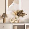 Unique White Ceramic Donut Vase 8.5 & 5.7 Inch - Set of 2 | Decorative Donut Vase for Dried Flowers & Pampas Grass