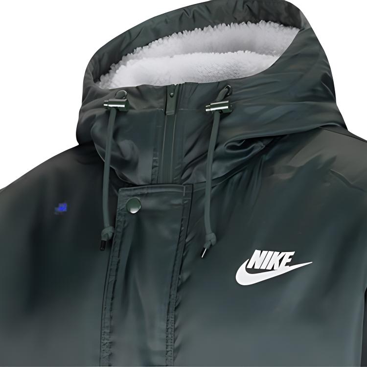 Nike Sportswear Synthetic-Fill Logo Print Warm Loose Hooded Windbreaker Men Outerwear Galaxy-Green CZ4931-337