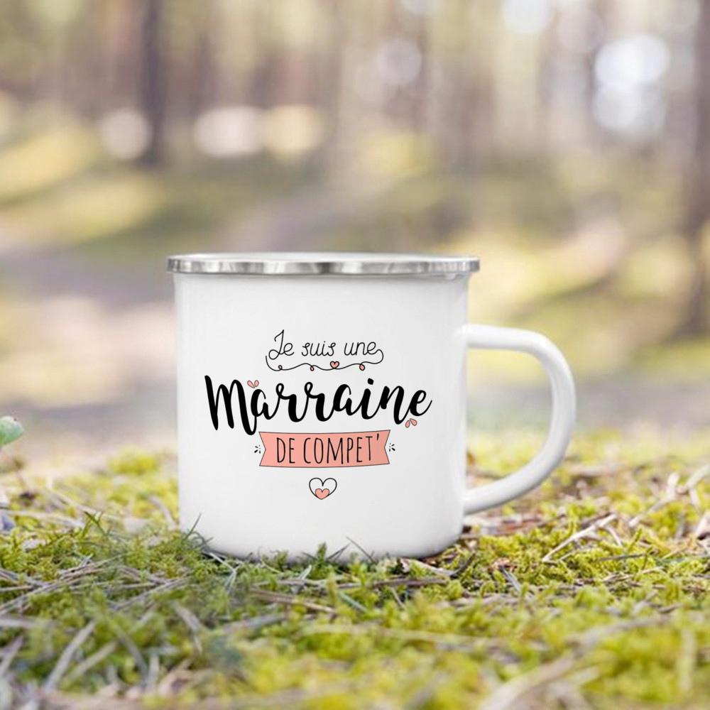 Bester Pate & Beste Patin der Welt Französischer Druck Emaille-Tassen Bruder Schwester Freunde Geschenke Trinken Milch Kaffee Tasse Camping Tasse