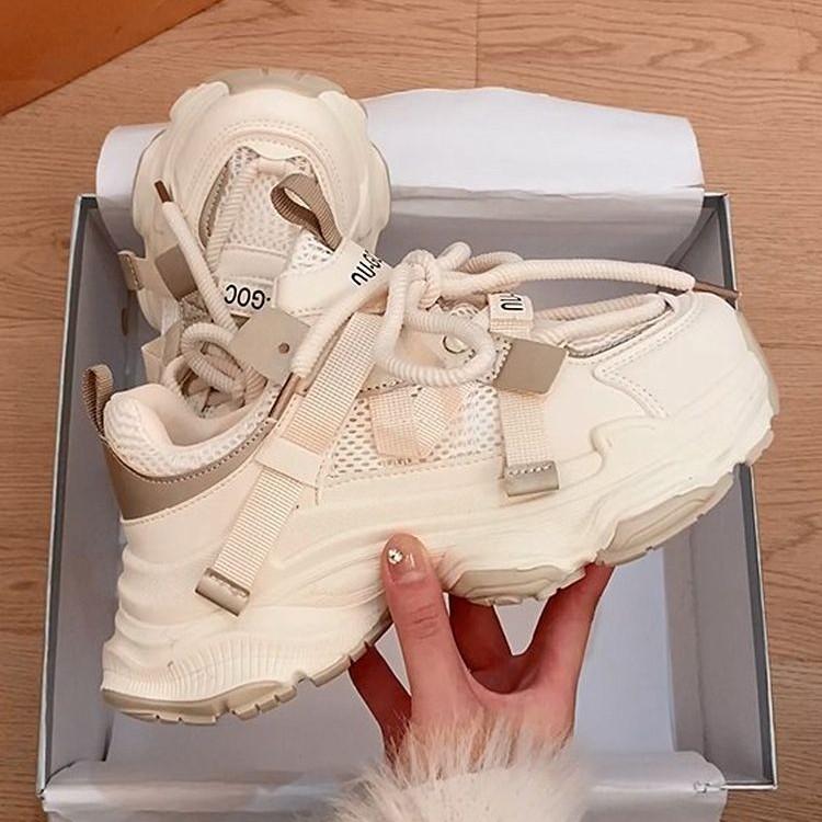 Fried Street Shows Little Daddy Shoes Women's Spring New Mesh Breathable Casual Shoes Sports Shoes