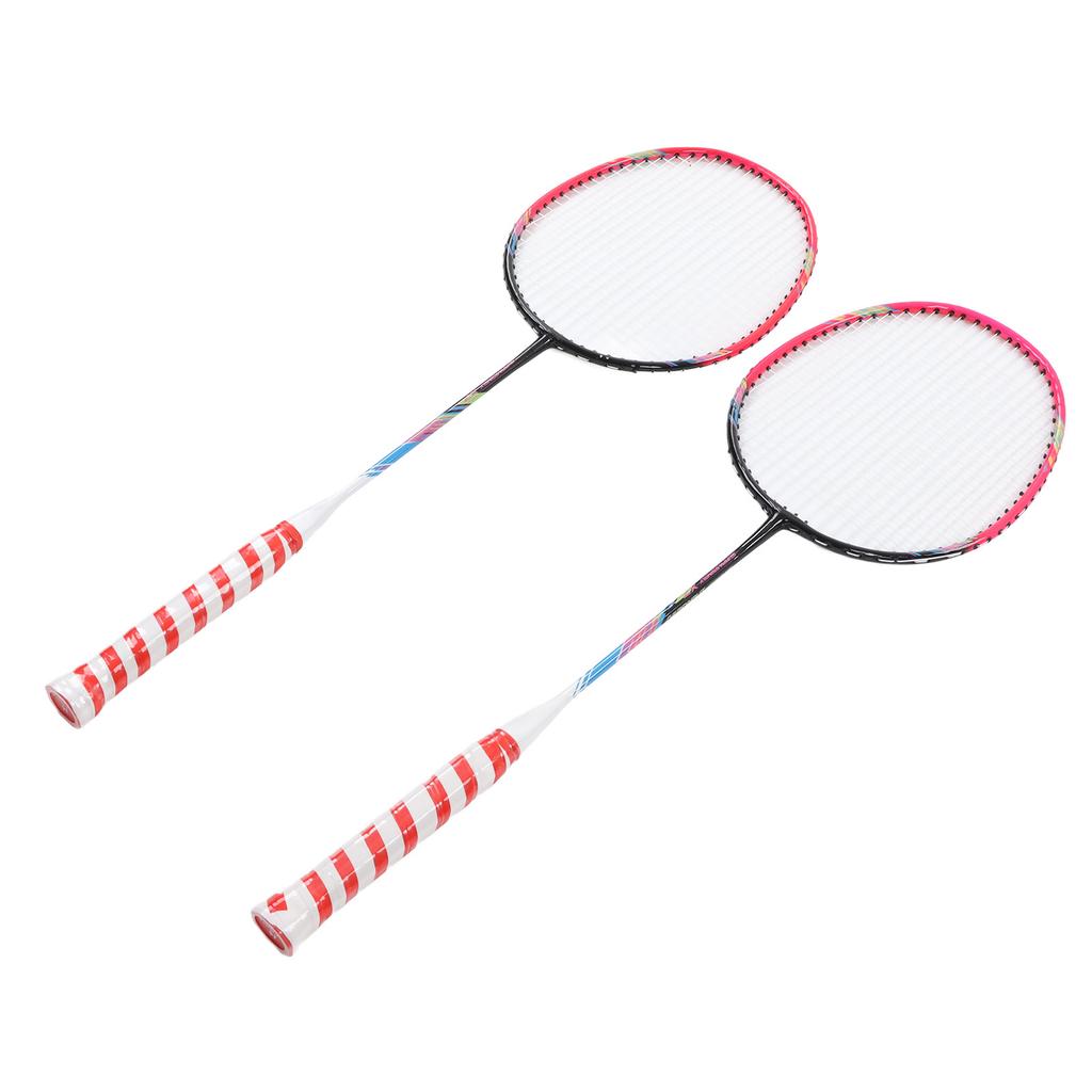 2 Stück Badmintonschläger Rosa Legierungsrahmen Großer Sweetspot Einteiliges Design Doppel-Badmintonschläger mit Aufbewahrungstasche