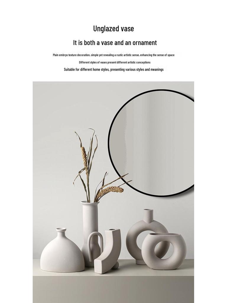 Minimalist Wabi-Sabi Ceramic Vase - Modern Abstract Art Design for Home Decor