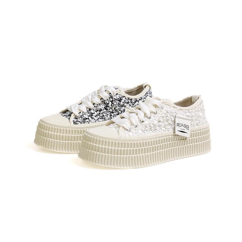 Summer Mesh Breathable Shoes Children 2025 New Thick-soled Heightening Women's Shoes Board Shoes Canvas Shoes White Shoes Women's Models