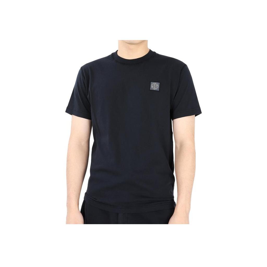 Stone Island SS23 Solid Color Logo Patch Crew Neck Short Sleeve T-Shirt Men Tops Dark-Blue 101523757-A0020