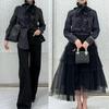 Elegant French-inspired Ruffled Stand-Collar Shirt: Detachable, Loose-Fit, Slimming, Mid-Length, Perfect for Commuting