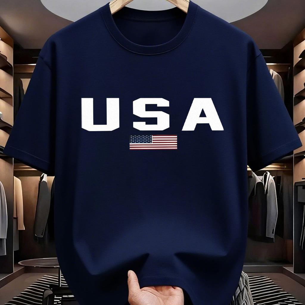 American Style Capital Letter Unisexs TShirt Simple Black Background Cool Letter Design Fashionable Casual ShortSleeved Shirt
