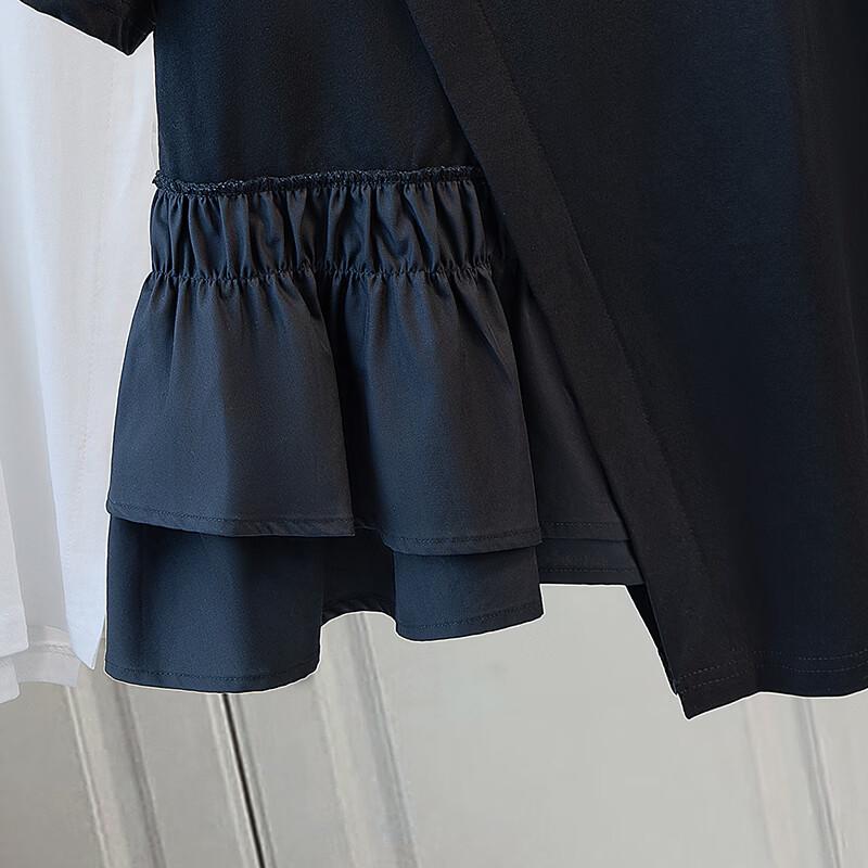 Women's Asymmetric Patchwork Short Sleeve T-Shirt