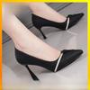 High Heels For Women With Sharp Toe Slipon Elegant Pu Dress Footwear For Office And Spring