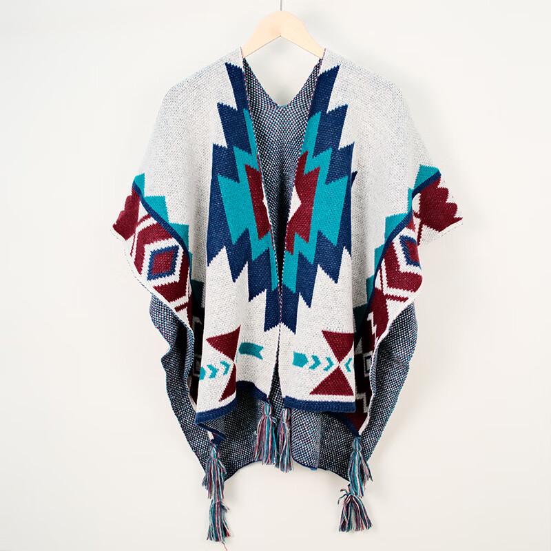 Retro Ethnic Knit Travel Shawl Cape