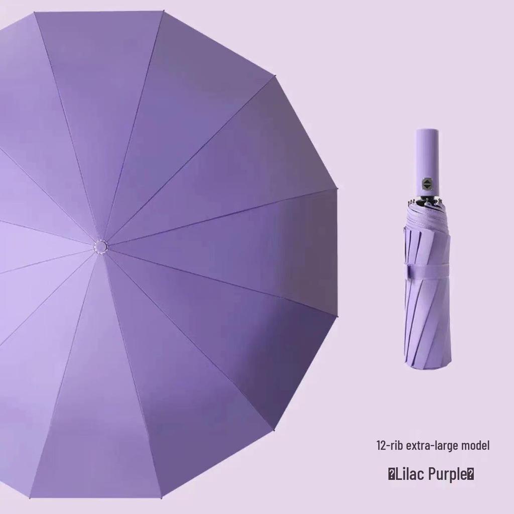 Zakázkový UV černý lepicí deštník proti slunci a dešti – Dámský třídílný design s potiskem loga.