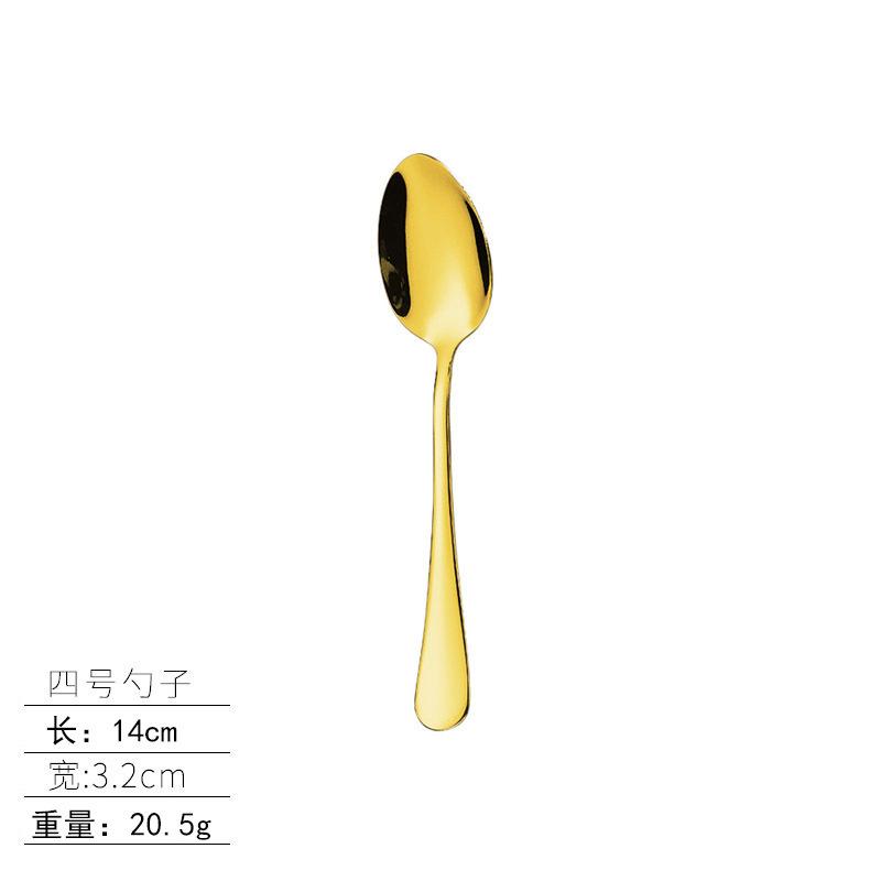 Stainless steel tableware, knives and forks, spoons, western food steak knives and forks, household thickened pointed spoons, round spoons, supplies