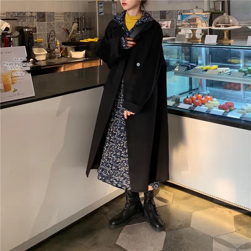 2023 Women's Korean Wool Coat: Mid-Length, Loose, Versatile, Trendy for Autumn and Winter.