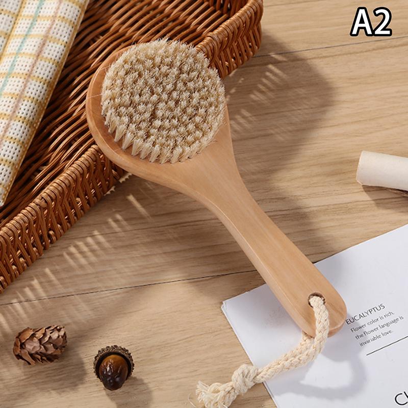1Pcs Exfoliating Wooden Body Massage Shower Brush Natural Bristle Bath Brush Soft Bathroom Women Man Skin Care Brush