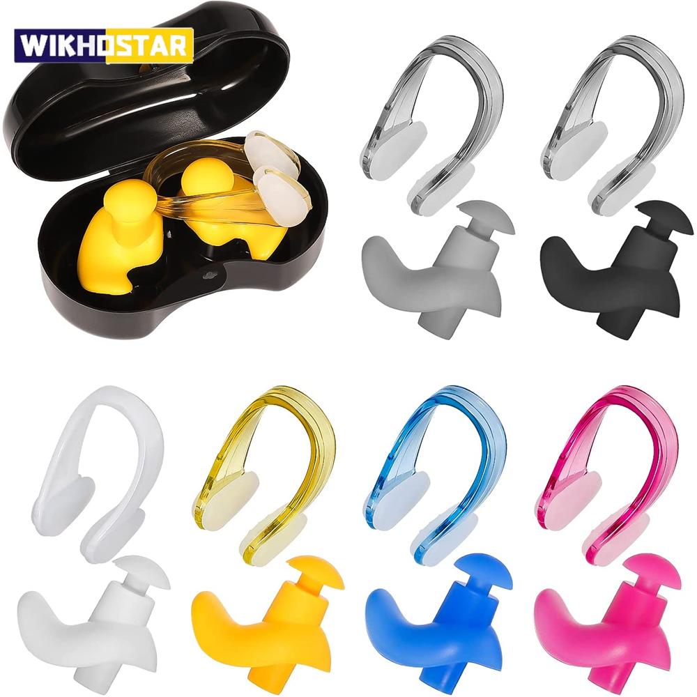 Swimming Nose Clip Ear Plug Set W/ Box Environmental Soft Silicone NoseClip & EarPlugs for Kids Adults Beginner Swimming Diving