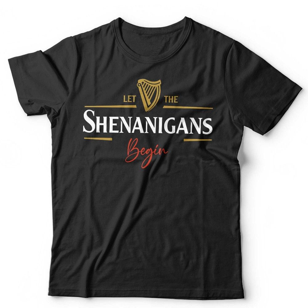 Unisex Shirt Cotton Oversize Large Size Let The Shenanigans Begin Tshirt & Kids St Patricks Day Irish Beer Funny