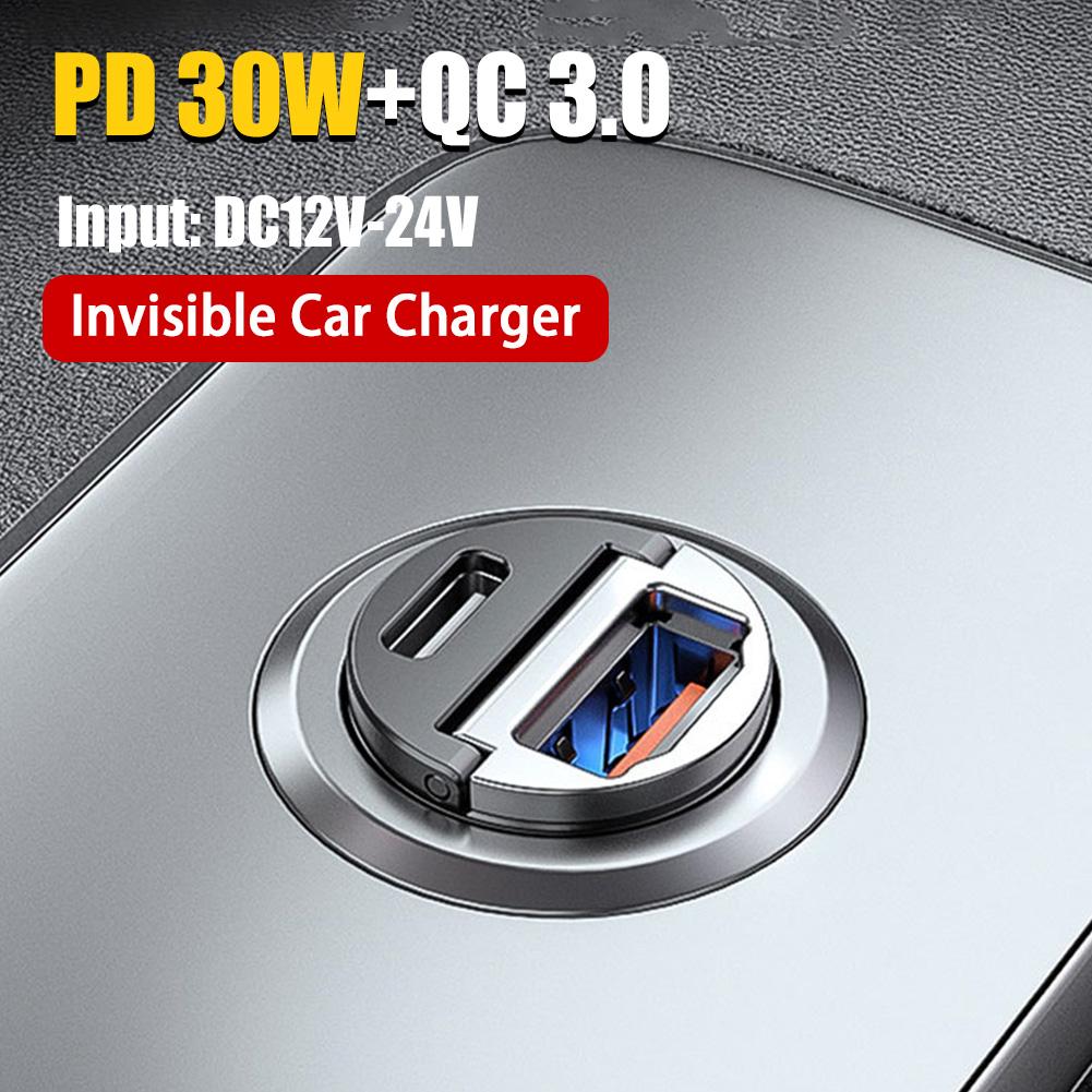 30W Mini USB C Car Charger PD QC 3.0 Fast Charging Adapter Car Cigarette Lighter For IPhone 14 Pro Max 13 12 11 8 Plus B6R3