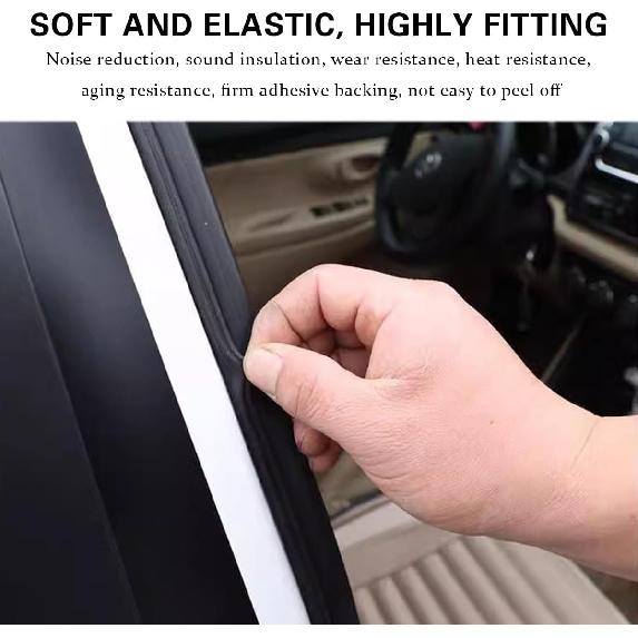 Mandark Car Door Seal Strip, Rubber Double Layer Vehicle Weather Stripping, 32.8Ft 5 Hole Soundproof Self Adhesive Automotive Sealing Strip