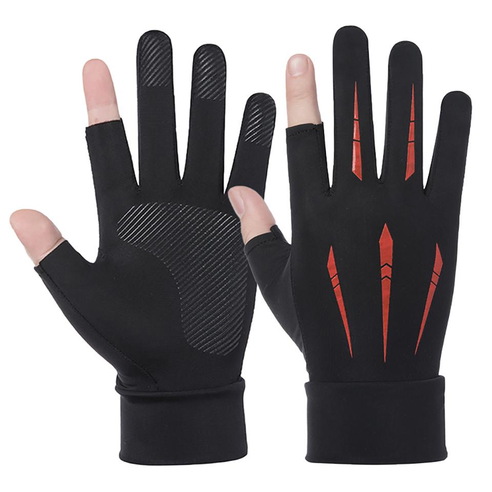 LOOGDEEL Summer Two Finger Ice Silk Gloves Outdoor Sports Ice Silk Gloves Thin Sunscreen Quick Drying Breathable Cycling 6