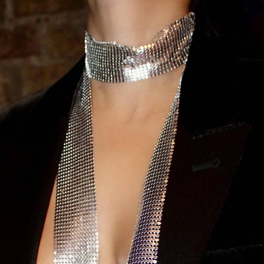 Aesthetic Sequin Scarf Metal Bling Neckerchief Lightweight Slender Scarf  Party