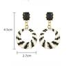 Hollow Geometric Zebra Black and White Earrings Ladies, Fashion Temperament Vintage Earrings Accessories Gift