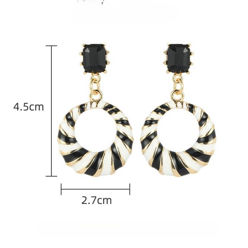 Hollow Geometric Zebra Black and White Earrings Ladies, Fashion Temperament Vintage Earrings Accessories Gift