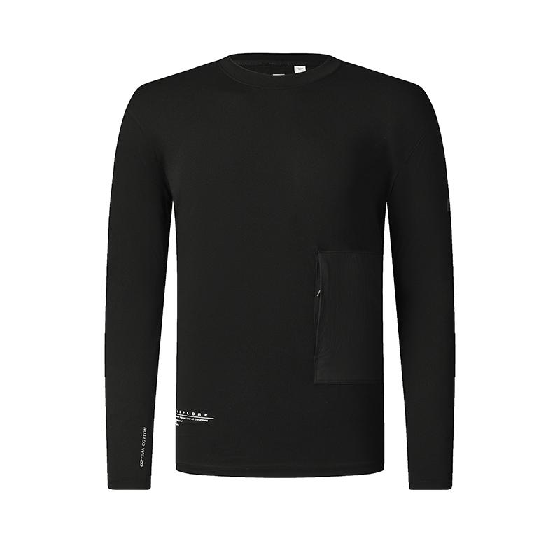 Fila Explore Series Stretchy Breathable Lightweight Casual Minimalist Knit Long Sleeve T-Shirt Men Tops A11M537208F-BK