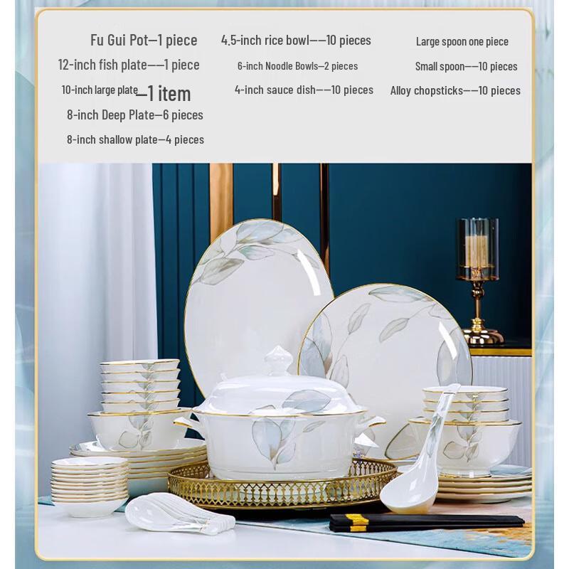 Linpan 56-Piece Light Luxury Bone China Dinnerware Set