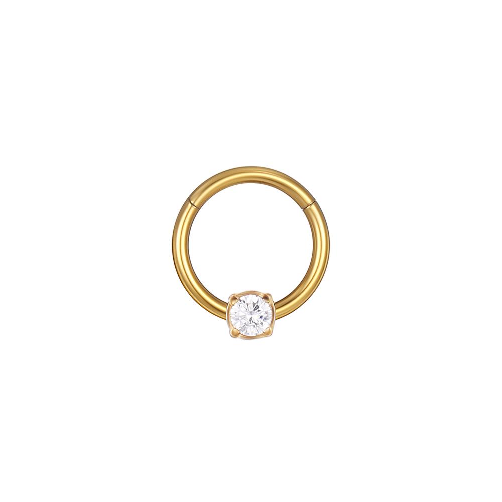 ASTM F136 Titanium Hoop Nose Ring Round Shape Lab Diamond Body Jewelry Helix Cartilage Earring for Women and Men