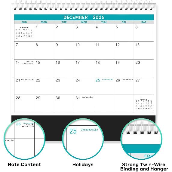 2026 Desk Calendar - Desk Calendar from January 2026 - December 2026, 10" x 8.3" Calendar Desk, 12 Months Standing Flip 2026 Desktop Calendars