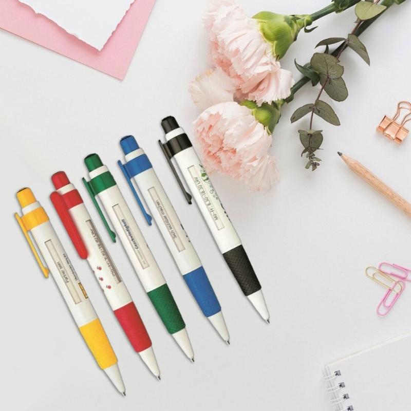 8Pcs Retractable Ballpoint Pen Guest Sign In Pen Ballpoint Pen with Scroll Message Window Office Writing Supply