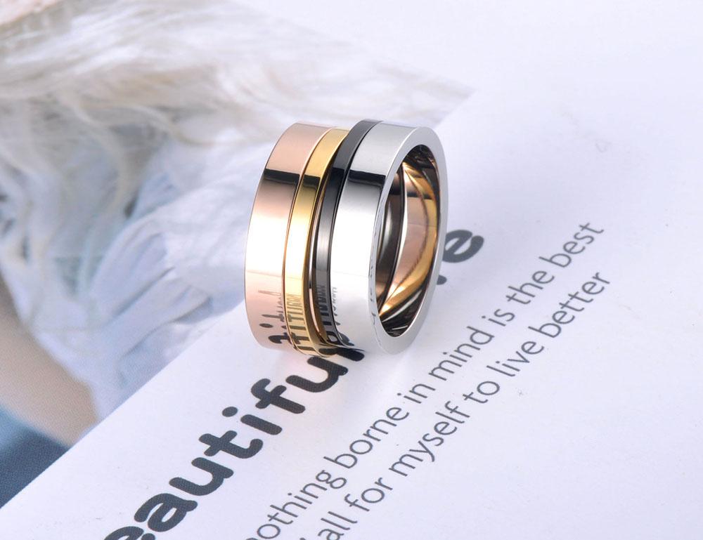 JeeMango Trendy 4 In 1 Colorful Gold Simple Rings Jewelry Titanium Stainless Steel Wedding Engagement Ring For Women R19071