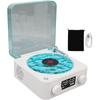 Generic Record Player Speaker with Weather and Battery Display, Portable for Living Room (White)