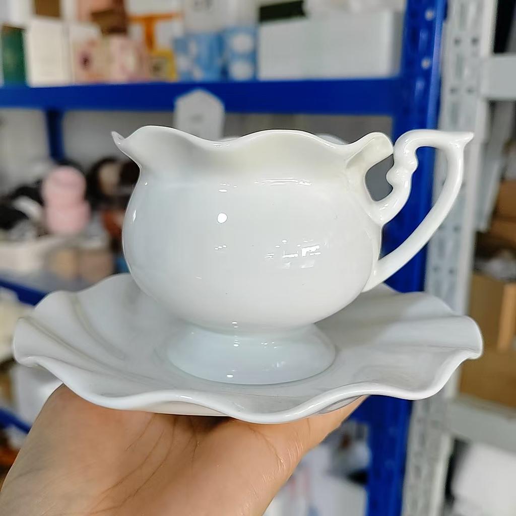 Japanese Hand Painted The Blue Sky and White Clouds Coffee Cup with Saucer Ceramic Handmade Tea Cup Saucer Set Cute Gift for Her