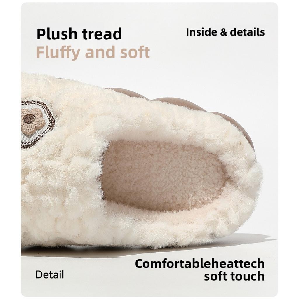 Cotton Slippers for Women, Plush In Autumn and Winter, Thick Soled for Home Use, Warm and Non Slip for Couples, Fuzzy Cotton Slippers for Men