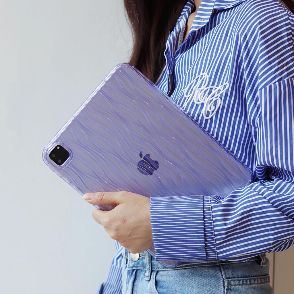 For IPad Case 7th 8th 9th 10th Generation Air 3rd 4th 5th Pro 11 Inch Mini 6 Tablet Cover Cases Wave Texture Transparent Soft