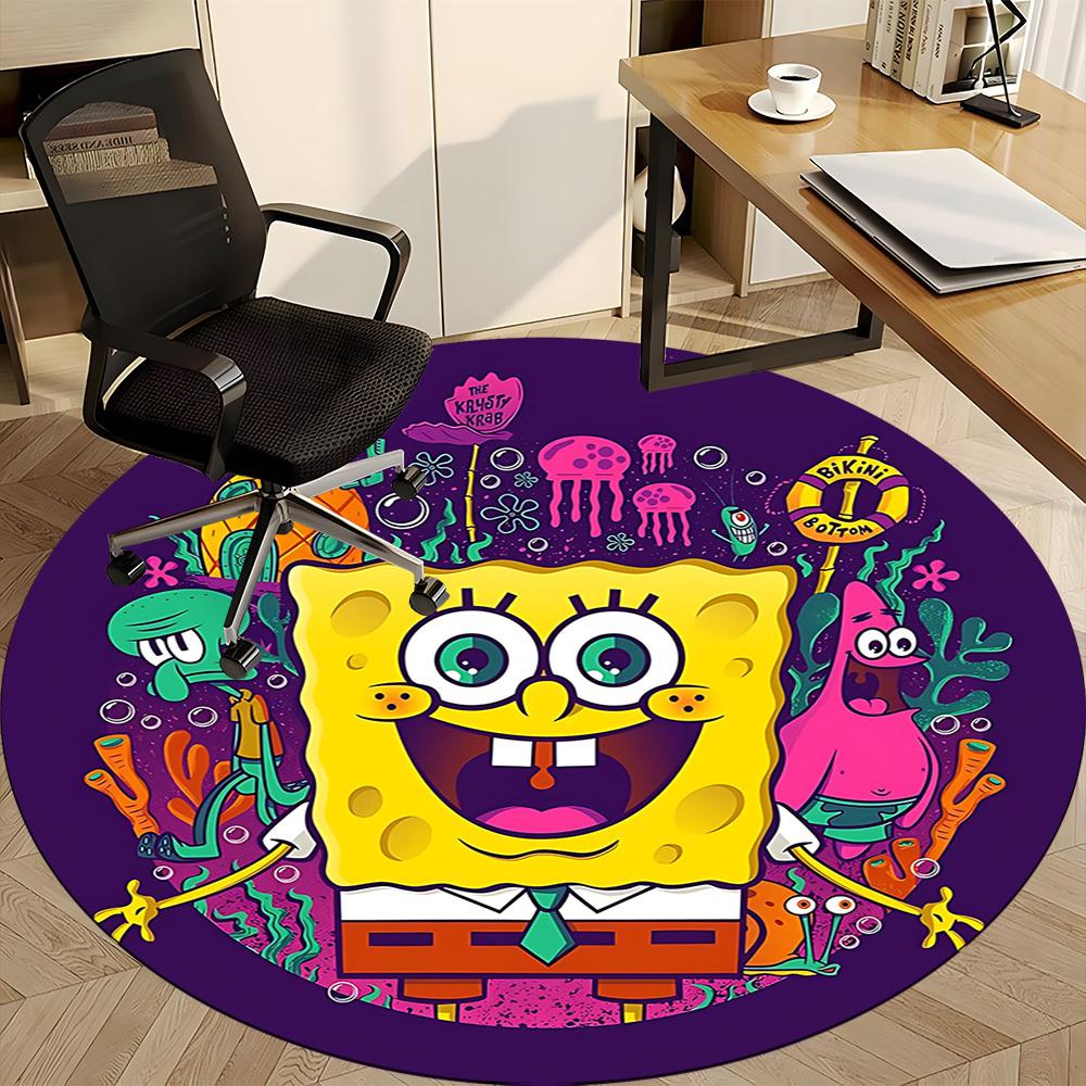 1pc Sponge Bob Chair Carpet for Office Non Slip, Machine Washable Rug for Office, Room Holiday Decor for Christmas, Birthday Polyester