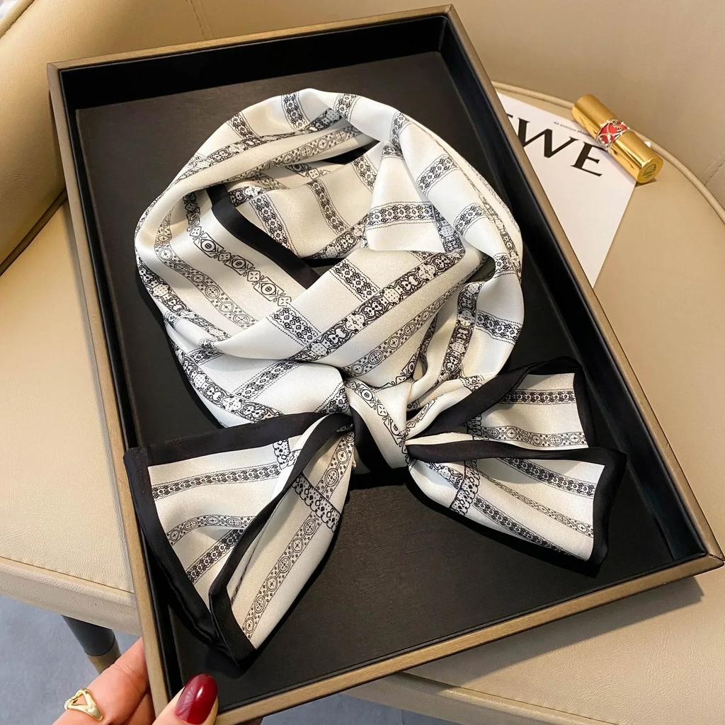 17*150cm Ribbon Silk Scarfs Female Luxury Design Hair Band Skinny Scarf Neck Ties Women Bag Scarves Neckerchief Foulard Lady