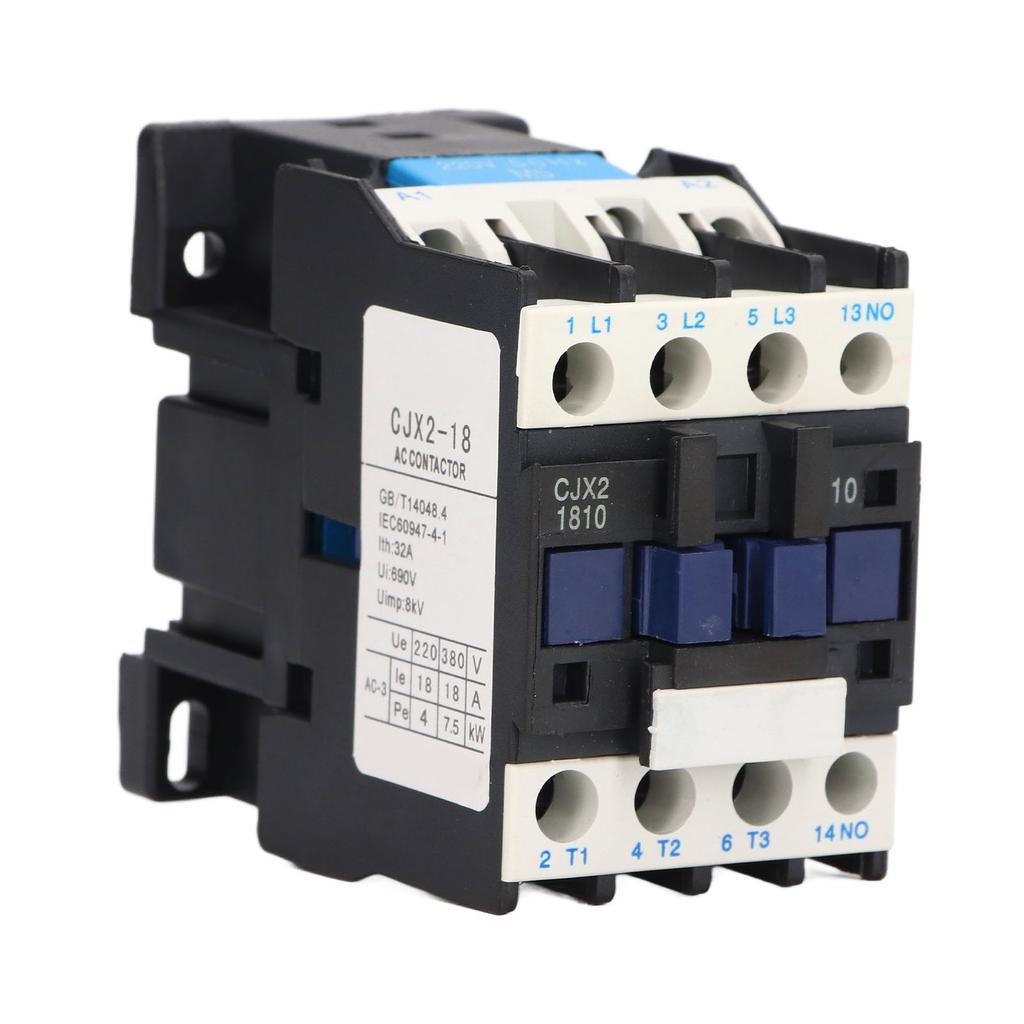 220V 18A AC Contactor Normally Open Electric Contactor Silver Alloy Contact M5 Screw CJX2‑1810