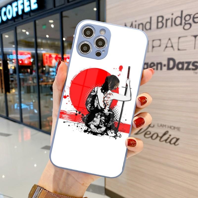 Samurai Gril Women Phone Case For IPhone 14 13 12 11 Pro Max X XR XS 8 7 Plus Liquid Glass Color Phone Cover