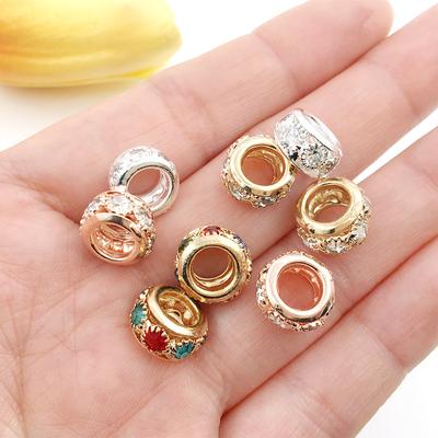 5pcs Fashion Dots Drill Large Hole Beads Spacing Beads Creative DIY Beaded Bracelet Jewelry Accessories